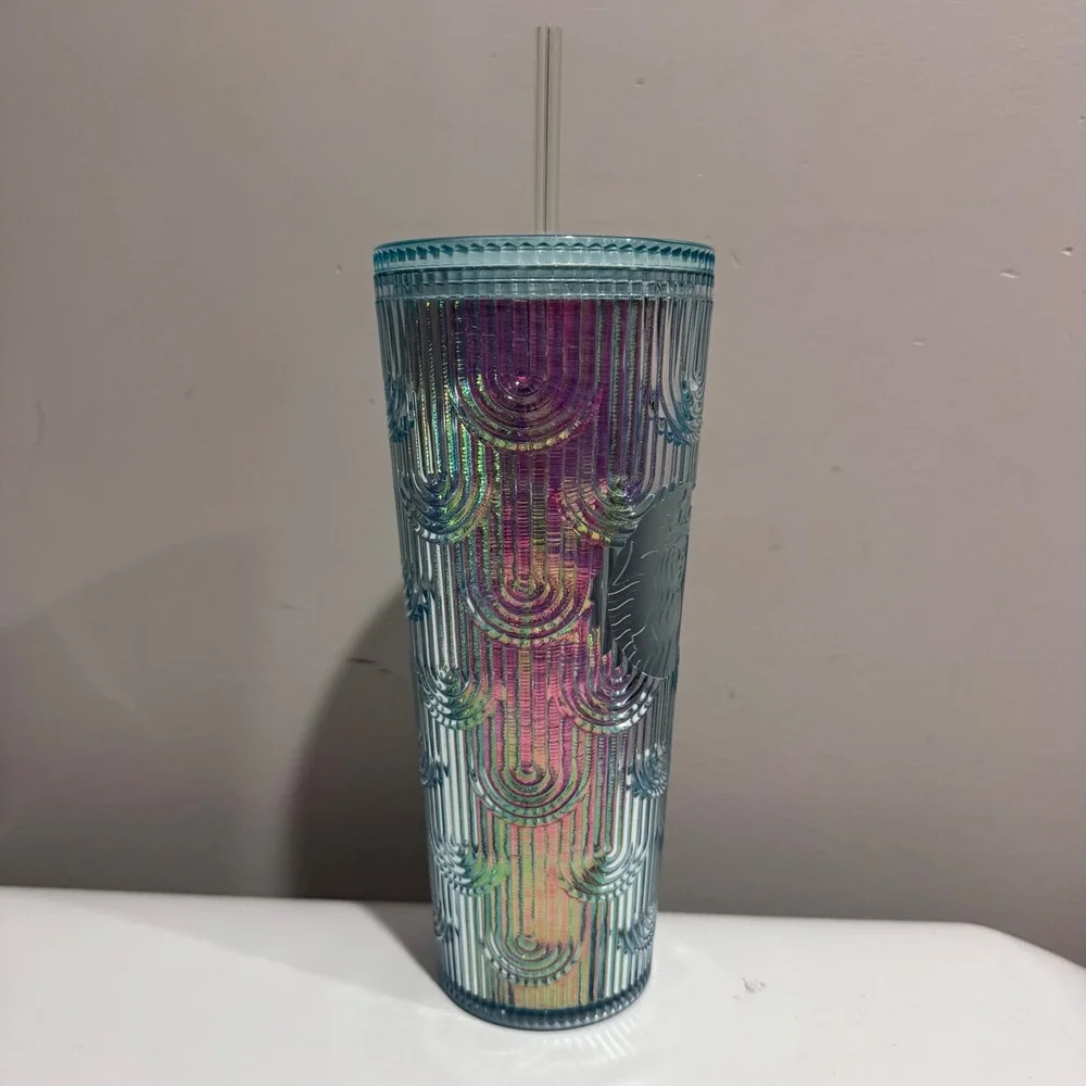 Starbucks Tumbler 24oz Venti Iridescent Blue Scale 2024 New Cold Cup with Straw